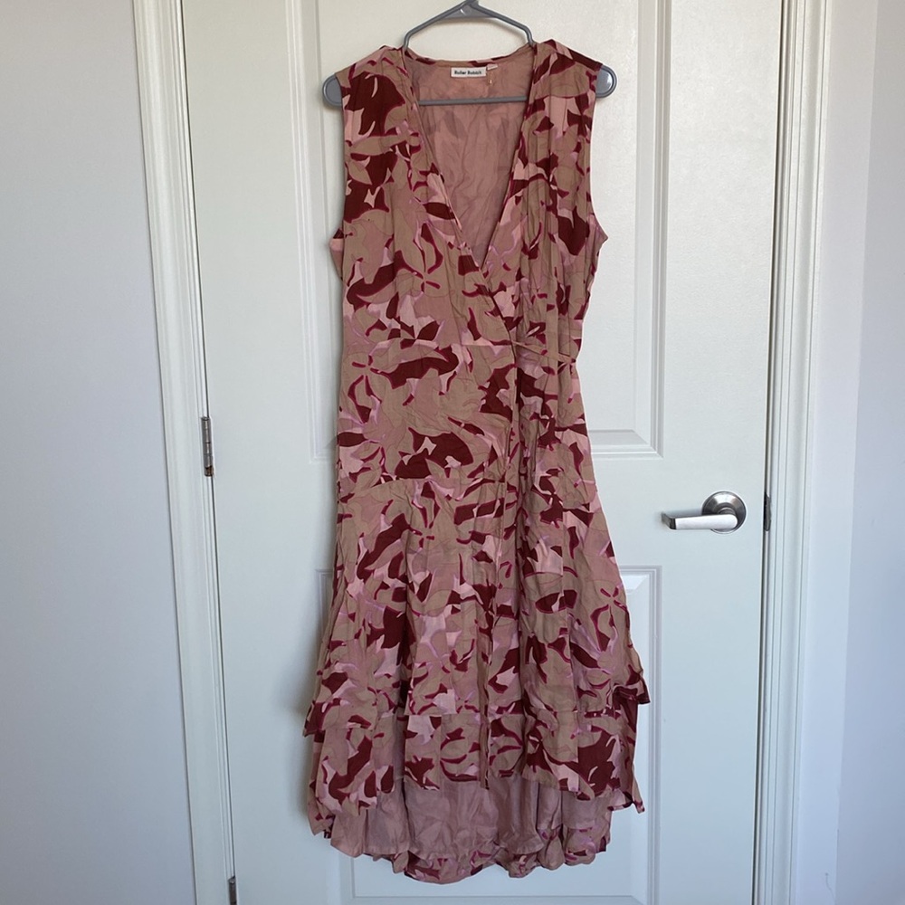 ROLLER RABBIT Camo Floral-Print Wrap Dress Size L Viscose NWOT - Picture 3 of 9